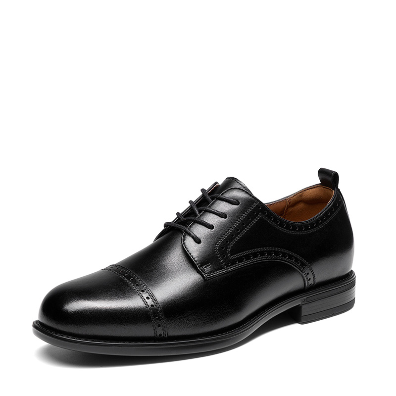 BRUNO MARC Men   s Cap Toe Leather Oxford Shoes