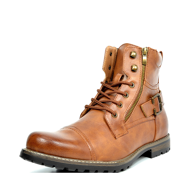 DREAM PAIRS Men s Side Zipper Motorcycle Combat Boots
