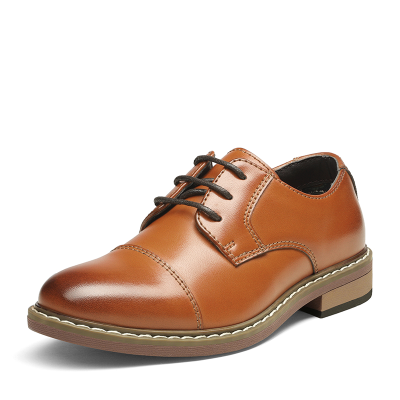 BRUNO MARC Boys  Vegan Leather Cap Toe Dress Shoes