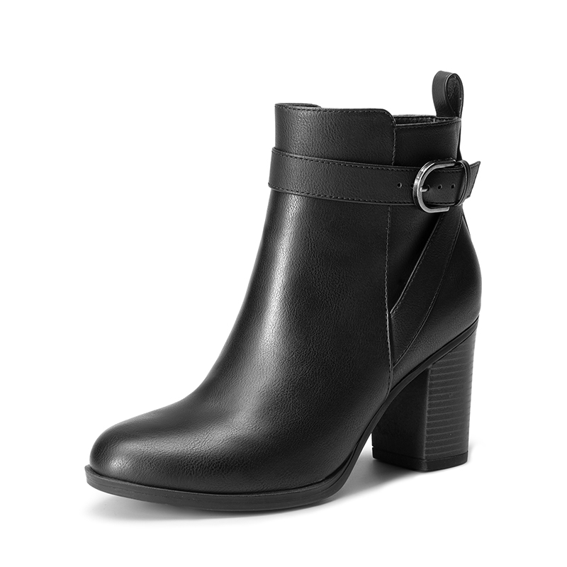 DREAM PAIRS Vegan Leather Chunky Heel Ankle Boots — view 1