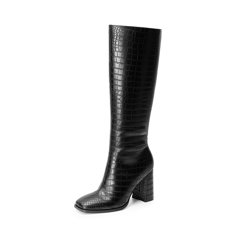DREAM PAIRS Square Toe Block Heel Knee high Boots — view 3