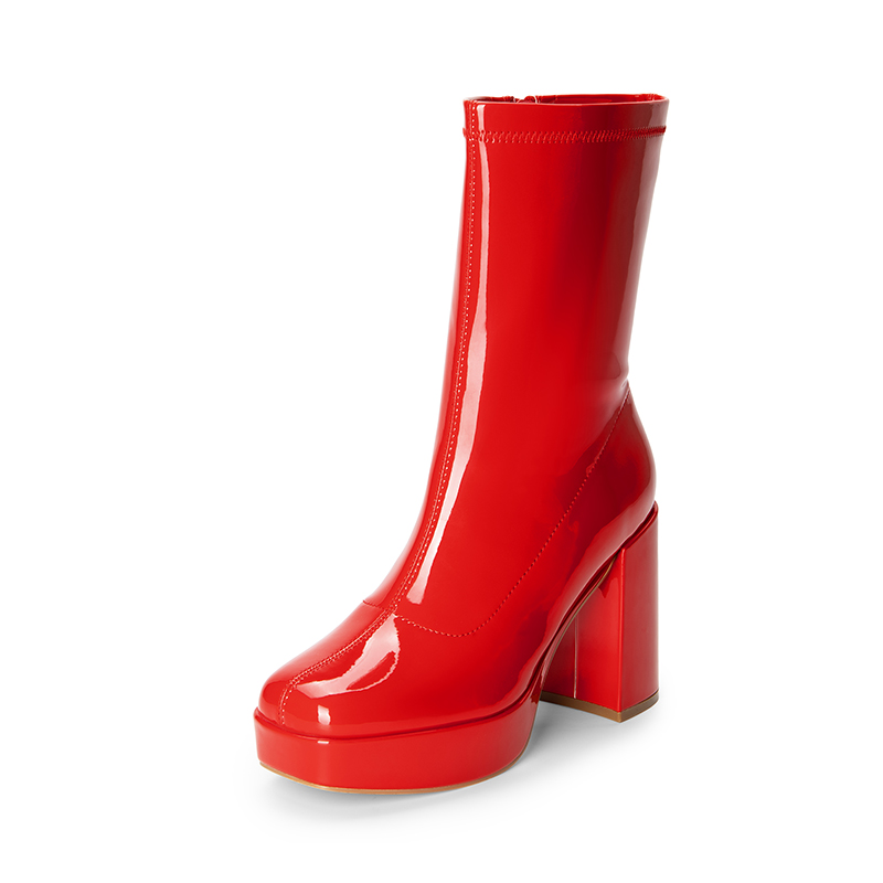 DREAM PAIRS Y2K Square Toe Platform Mid calf Boots