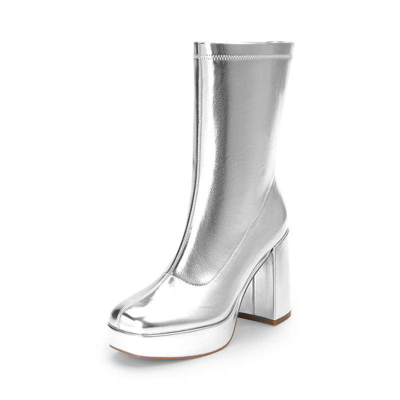 DREAM PAIRS Y2K Square Toe Platform Mid calf Boots