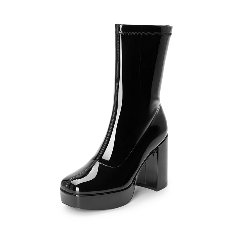 DREAM PAIRS Y2K Square Toe Platform Mid calf Boots — view 1