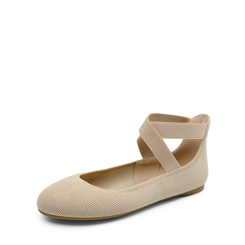 DREAM PAIRS Crossover Ankle Strap Knit Ballet Flats — view 1