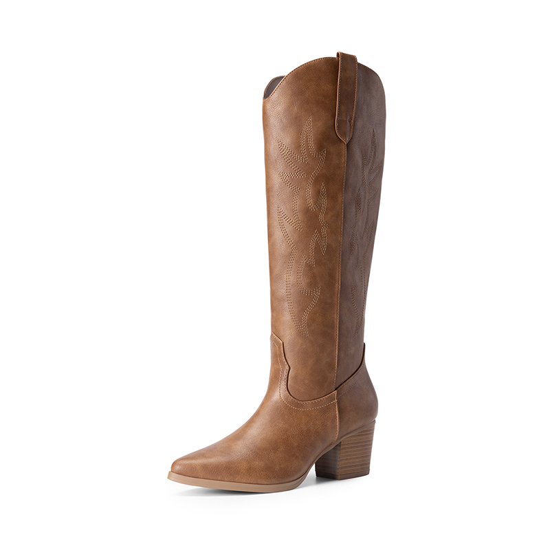 DREAM PAIRS  Pointed Toe Cowgirl Knee high Boots