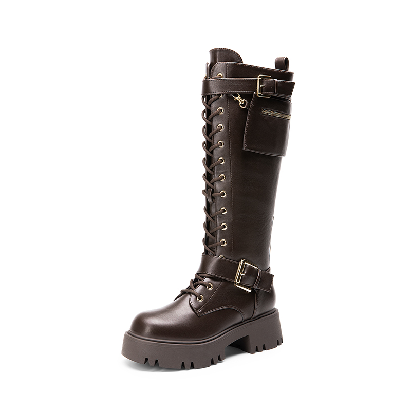 DREAM PAIRS Lug Sole Platform Motorcycle Boots — view 1