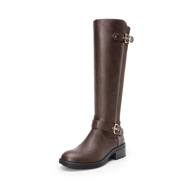 DREAM PAIRS Classic Buckle Riding Knee High Boot