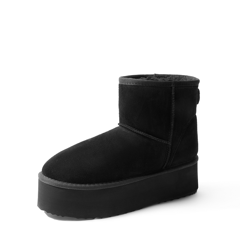 DREAM PAIRS  FuzzyClassic Platform Low Boot  Genuine Suede Snow Boots — view 1