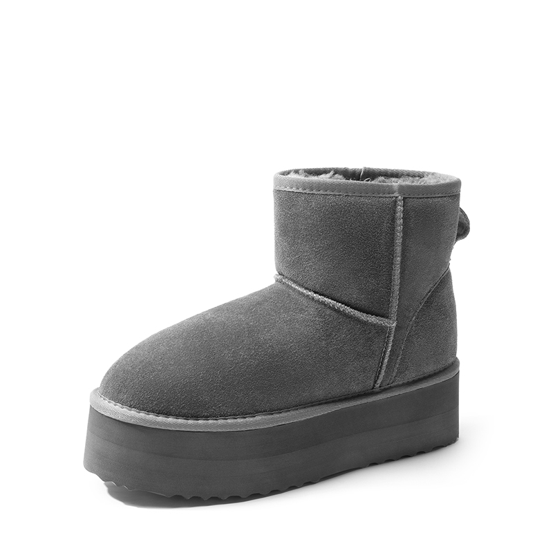 DREAM PAIRS FuzzyClassic Platform Low Boot Genuine Suede Snow Boots