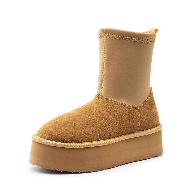 DREAM PAIRS  FuzzyChic  Sock Top Platform  Mid calf Snow Boots