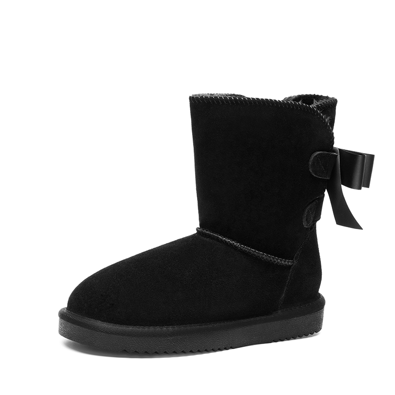 DREAM PAIRS  FuzzyChic Bow  Suede Mid calf Snow Boots — view 1