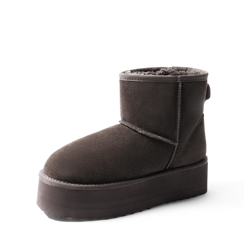 DREAM PAIRS FuzzyClassic Platform Low Boot Genuine Suede Snow Boots