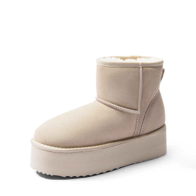 DREAM PAIRS FuzzyClassic Platform Low Boot Genuine Suede Snow Boots
