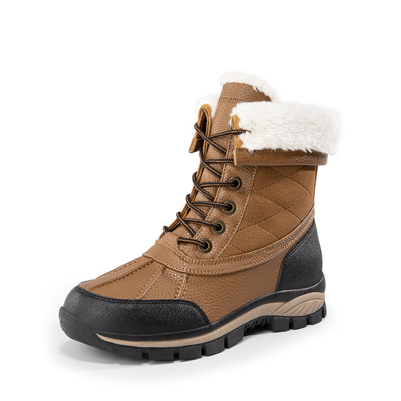 DREAM PAIRS FuzzyGo Bold Foldable Lace Up Winter Snow Boots