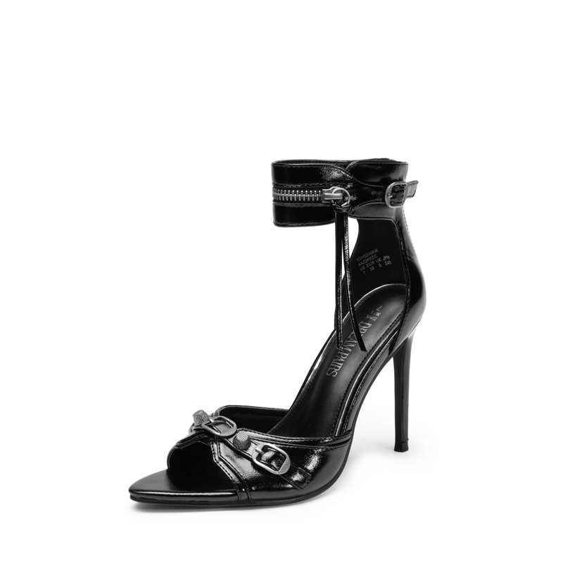 DREAM PAIRS Pointed Toe Moto Inspired Stiletto Heel Sandals — view 1