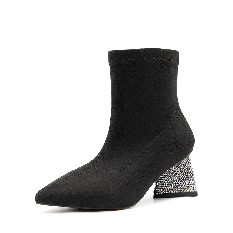 DREAM PAIRS Slip On Block Heel Suede Ankle Boots — view 1