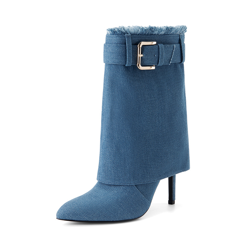 DREAM PAIRS Women s Foldover Pointed Toe Stiletto Boots