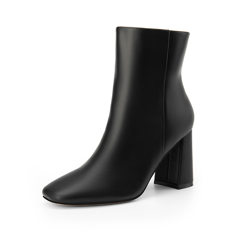 DREAM PAIRS Suqare Toe Block Heel Ankle Boots