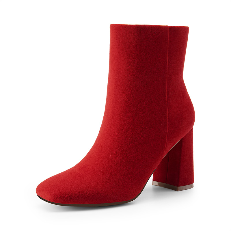 DREAM PAIRS Suqare Toe Block Heel Ankle Boots — view 3