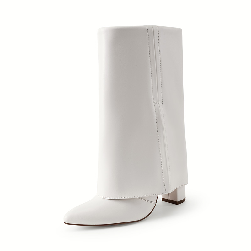 DREAM PAIRS Fold Over Denim Mid Calf Boots — view 1