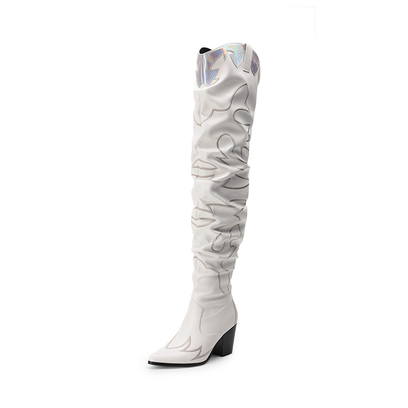 DREAM PAIRS Western Embroidery Thigh High Boots — view 1