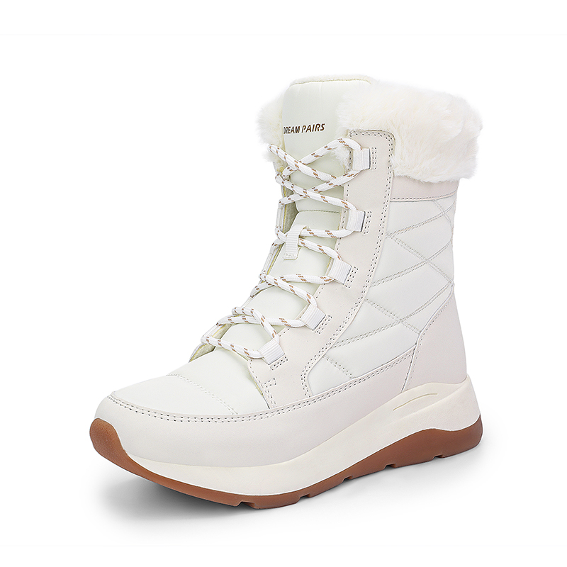 DREAM PAIRS Women s Lace up Fur Snow Boots