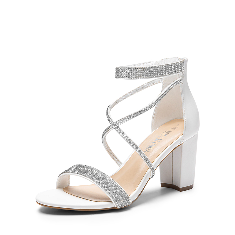 DREAM PAIRS Women   s Rhinestone Heeled Sandals — view 1