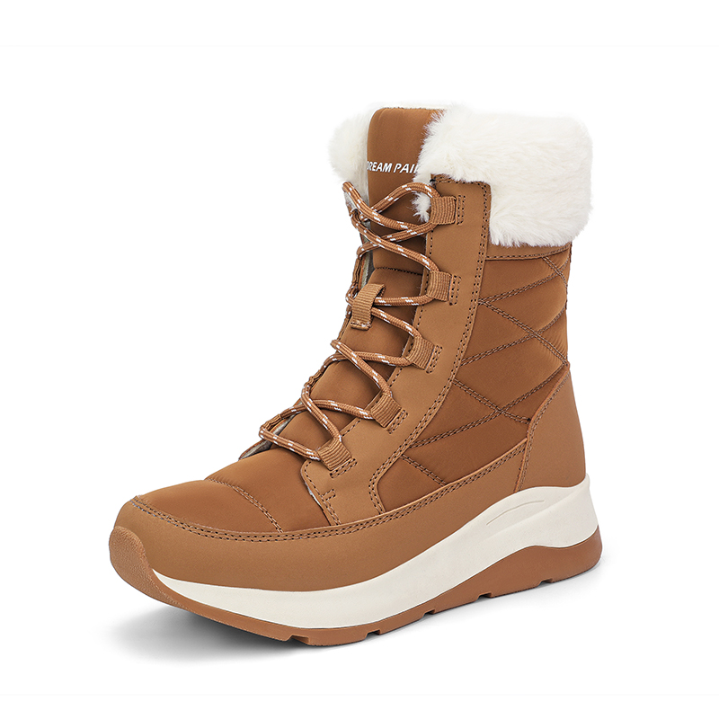 DREAM PAIRS Women s Lace up Fur Snow Boots