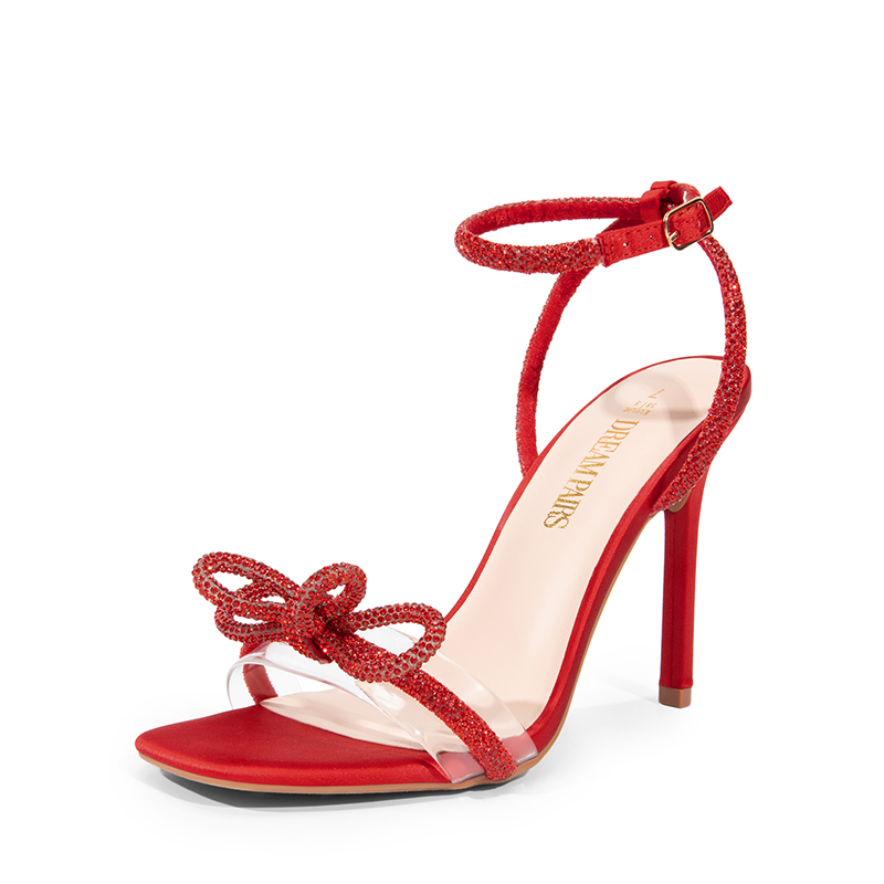 DREAM PAIRS Bowknots Square Toe Rhinestone Heels — view 3