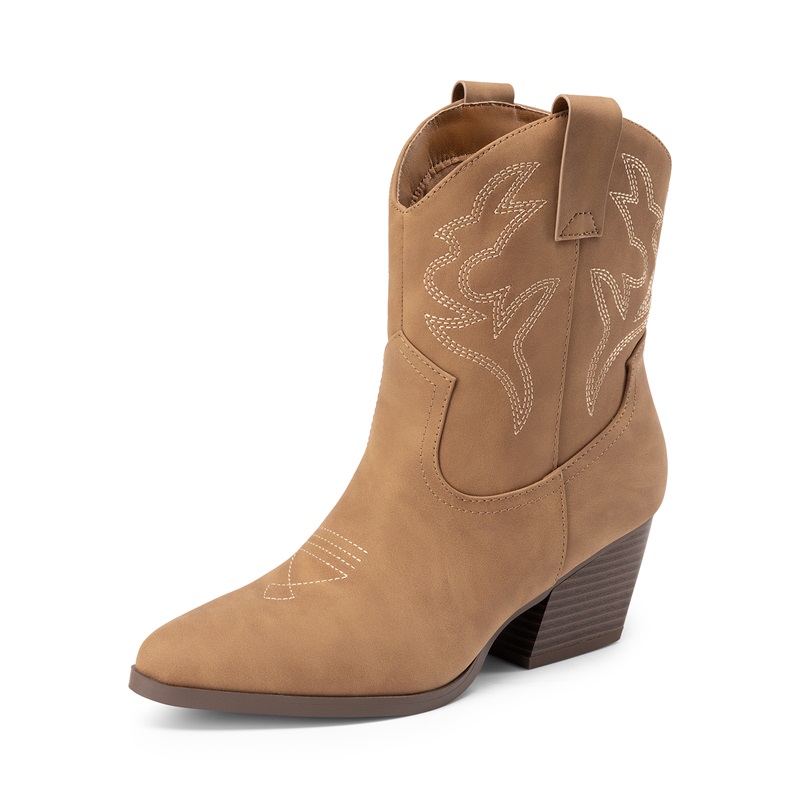DREAM PAIRS Women s Vegan Leather Cowgirl Ankle Boots