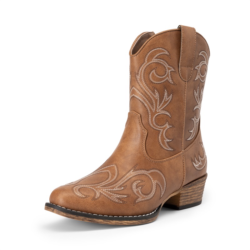 DREAM PAIRS Square toe Western Short Cowgirl Boots
