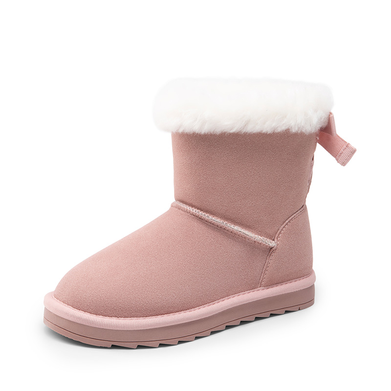 DREAM PAIRS FuzzyChic TeddyCozy Kid s Suede Bow Snow Boots