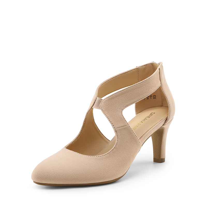 DREAM PAIRS Cutout Pointy Toe Kitten Heel Pumps