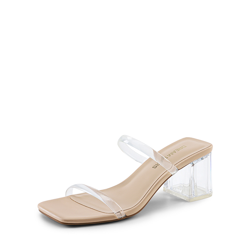 DREAM PAIRS Minimalist Thin Strap Block Heel Sandals