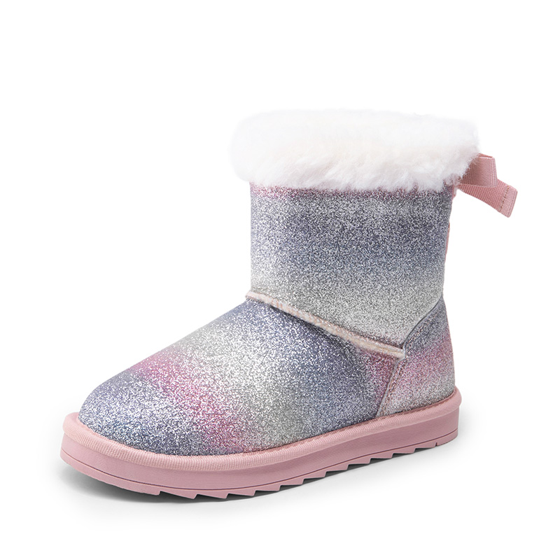 DREAM PAIRS FuzzyChic TeddyCozy Kid s Suede Bow Snow Boots