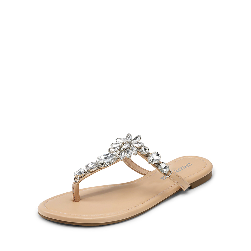 DREAM PAIRS Women s Rhinestone Thong Flip Flop Sandals