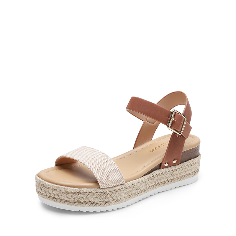 DREAM PAIRS Buckle Jute Wedge Heel Sandals — view 1