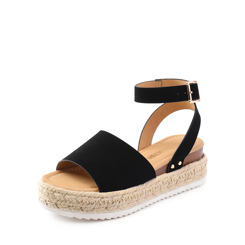 DREAM PAIRS Wide Toe Wedge Platform Espadrille Sandals — view 1