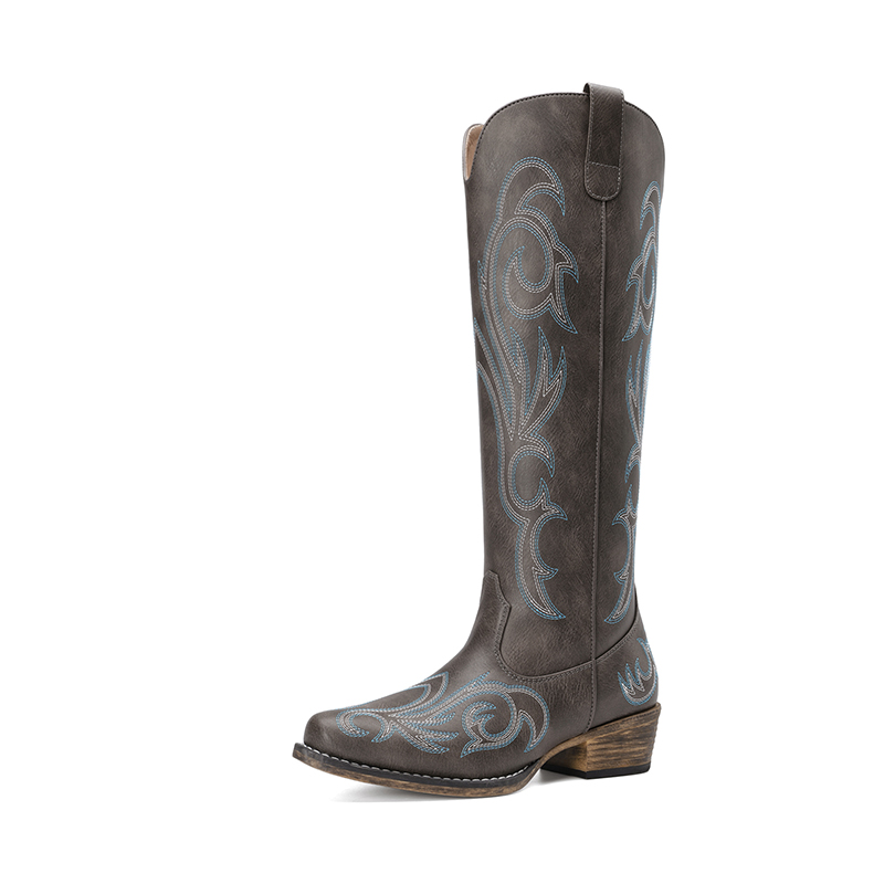 DREAM PAIRS Women s Knee High Western Block Heel Boots