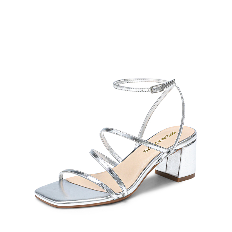 DREAM PAIRS Women's Rhinestone Strappy Block Heel Sandals — view 1