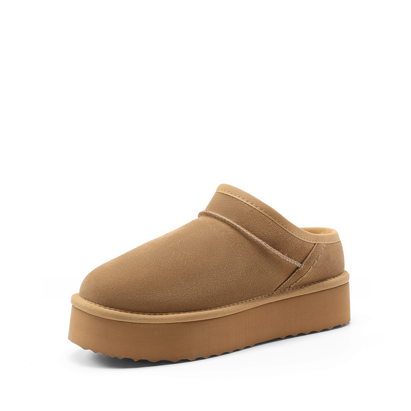 DREAM PAIRS  FuzzyEasy Platform Slip on  Women   s Genuine Suede Platform Slippers