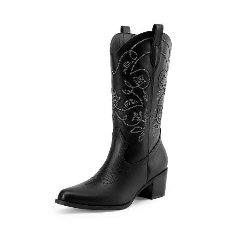 DREAM PAIRS Women s Embroidered Distressed Cowgirl Boots