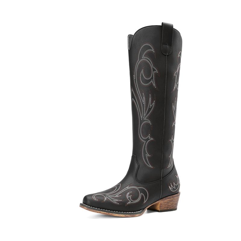 DREAM PAIRS Women   s Knee High Western Block Heel Boots — view 1