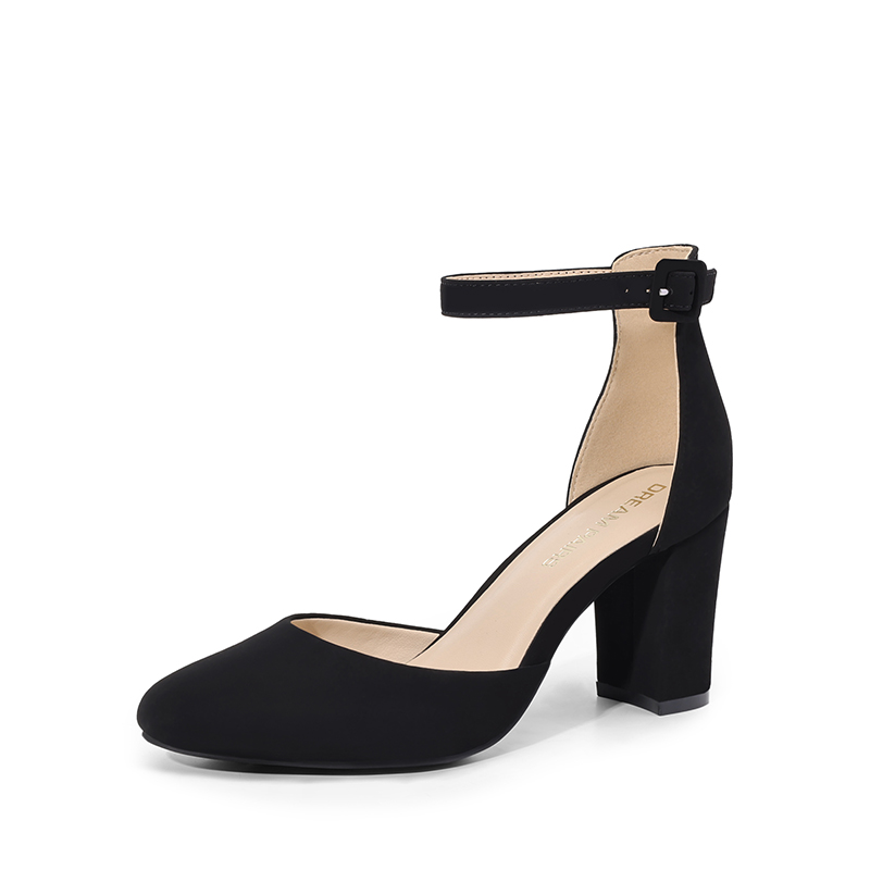 DREAM PAIRS Women   s Rounded Toe Platform Block Heel Pumps — view 1