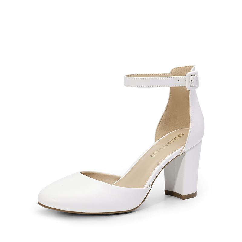DREAM PAIRS Women   s Rounded Toe Platform Block Heel Pumps