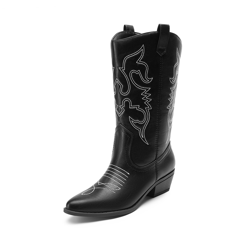DREAM PAIRS Mid Calf Western Cowboy Boots