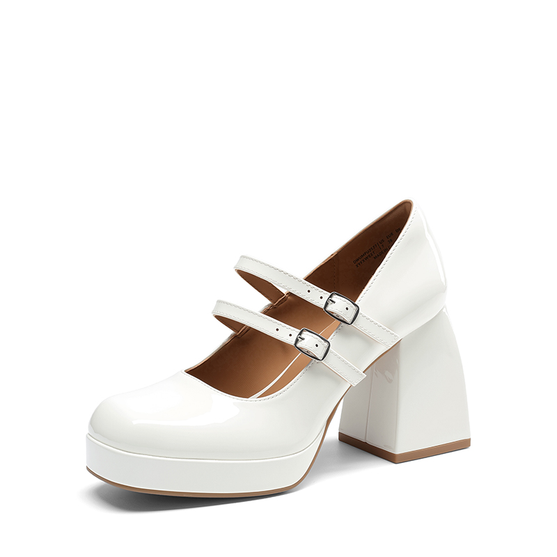 DREAM PAIRS Women   s Y2K Double Strap Chunky Mary Janes