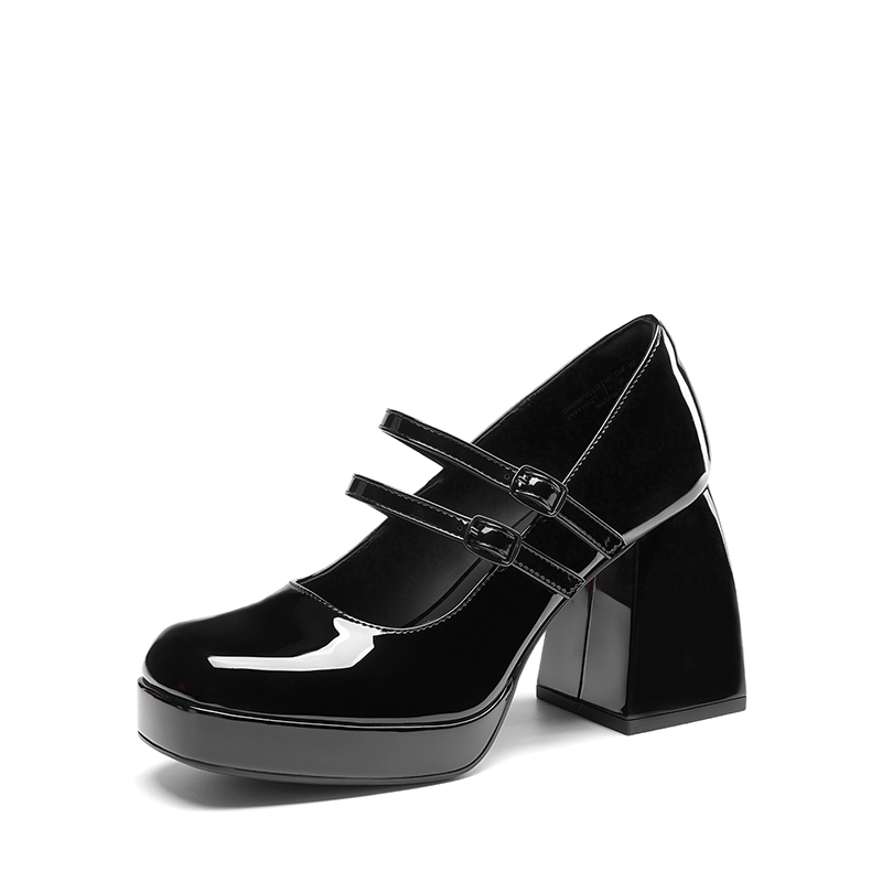 DREAM PAIRS Women   s Y2K Double Strap Chunky Mary Janes