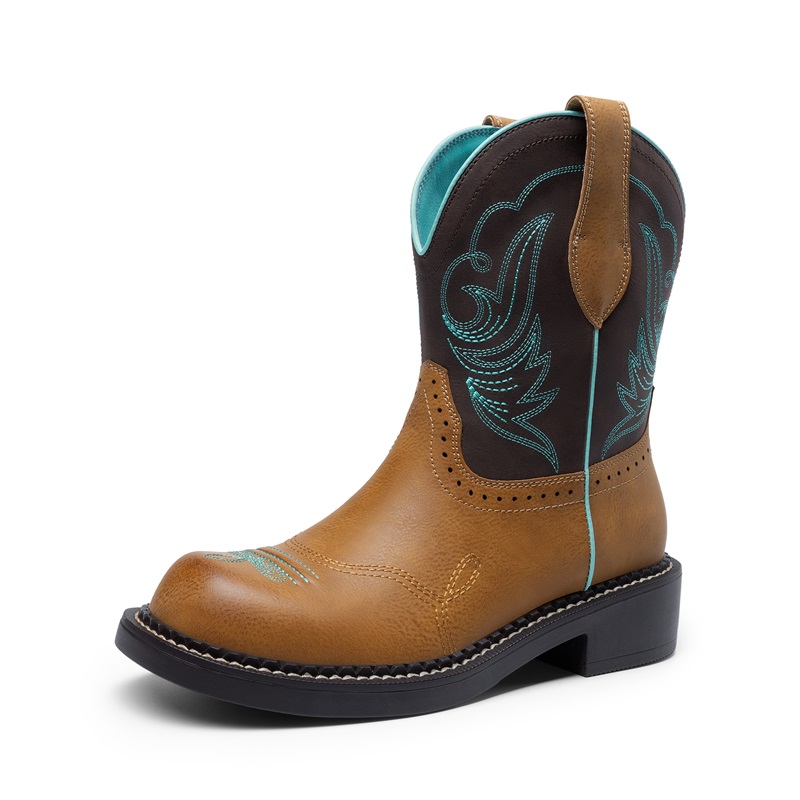 DREAM PAIRS Women   s Slip On Vintage Western Boots — view 1